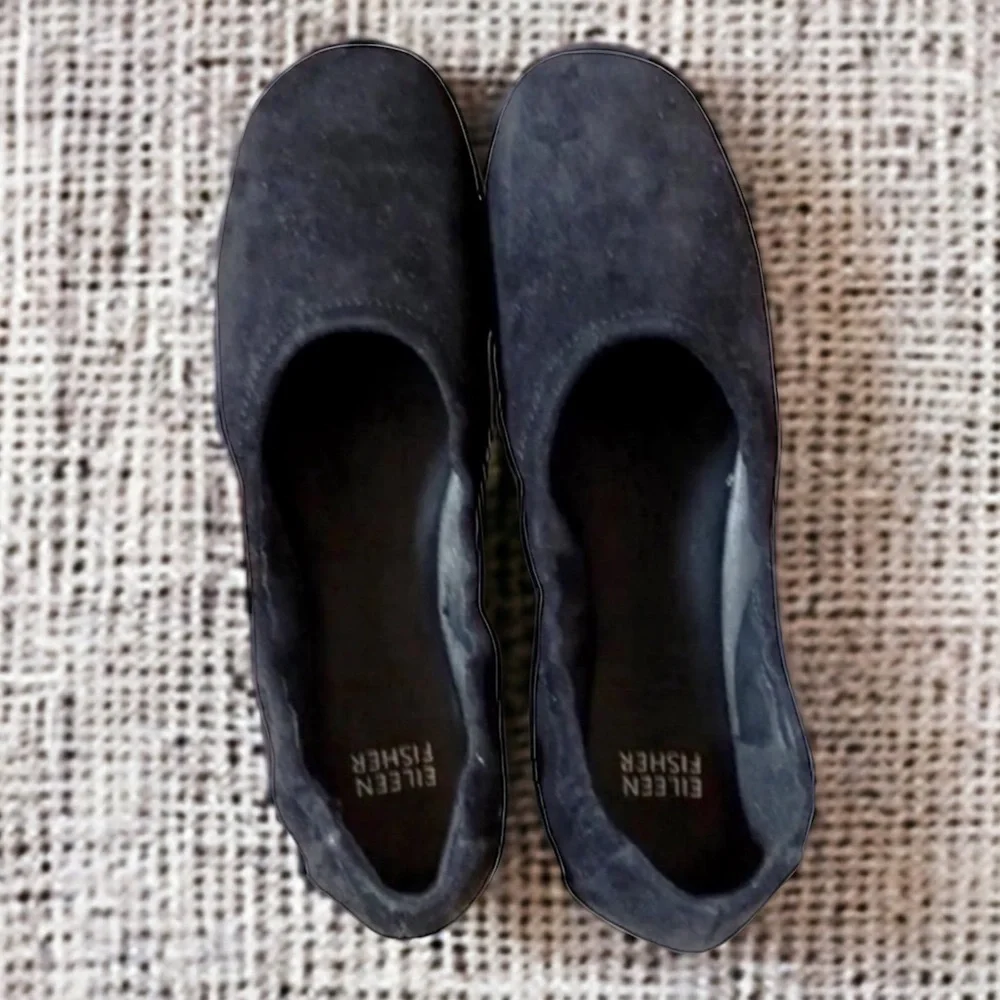 Eileen Fisher Black Suede Slip-On Flats